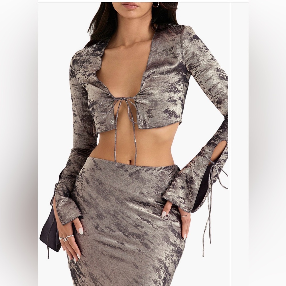 House of CB Metallic Gray Crop Top